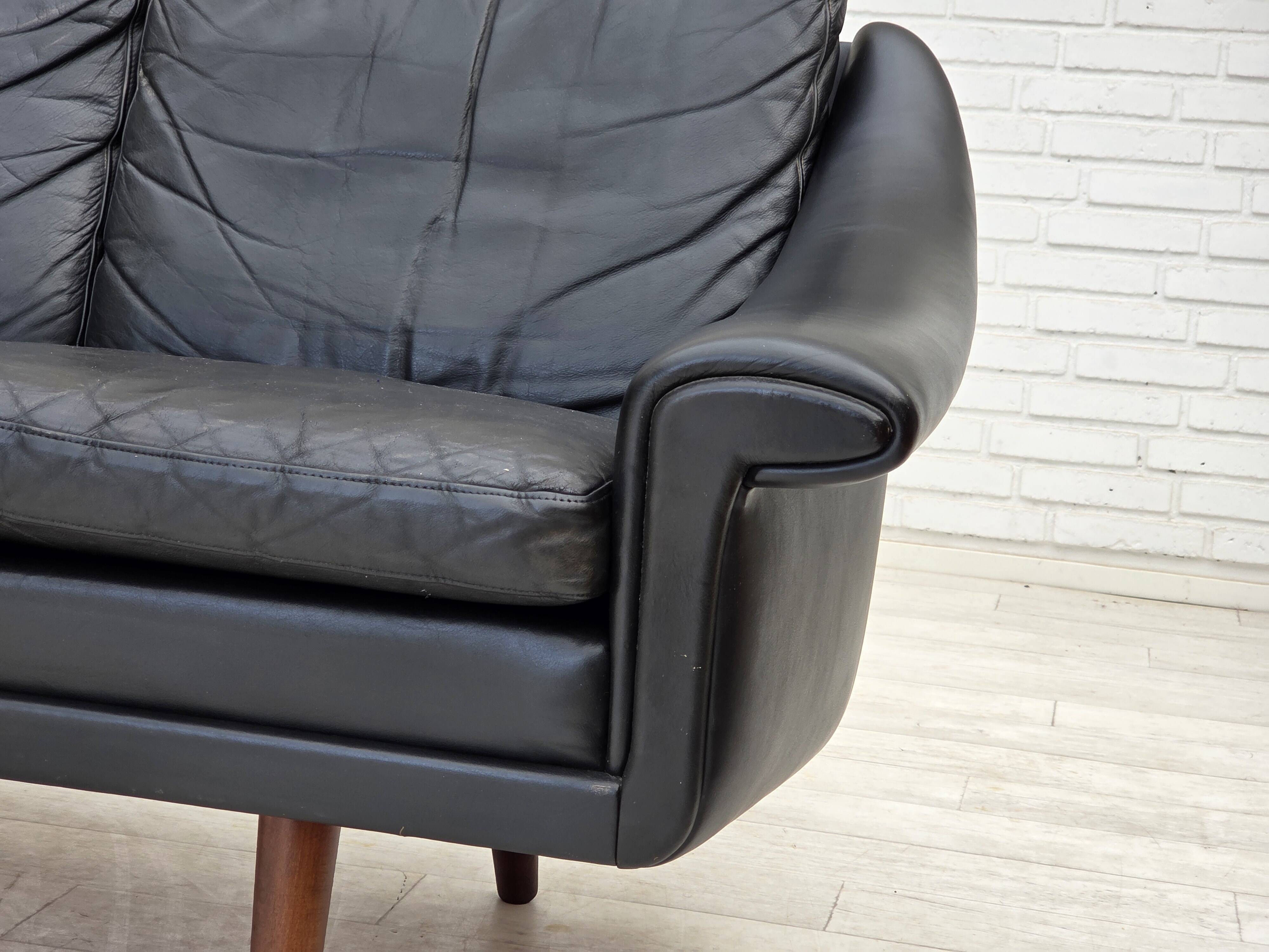 1960s, Danish design by Aage Christensen, 3-seater sofa, leather.