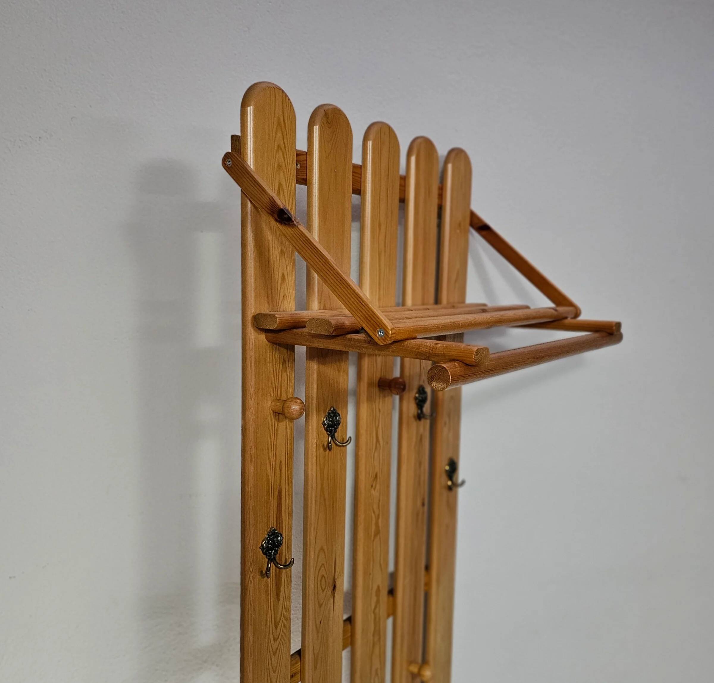 Pine wood coat rack / coatrack width 60 height 190 depth 30 cm