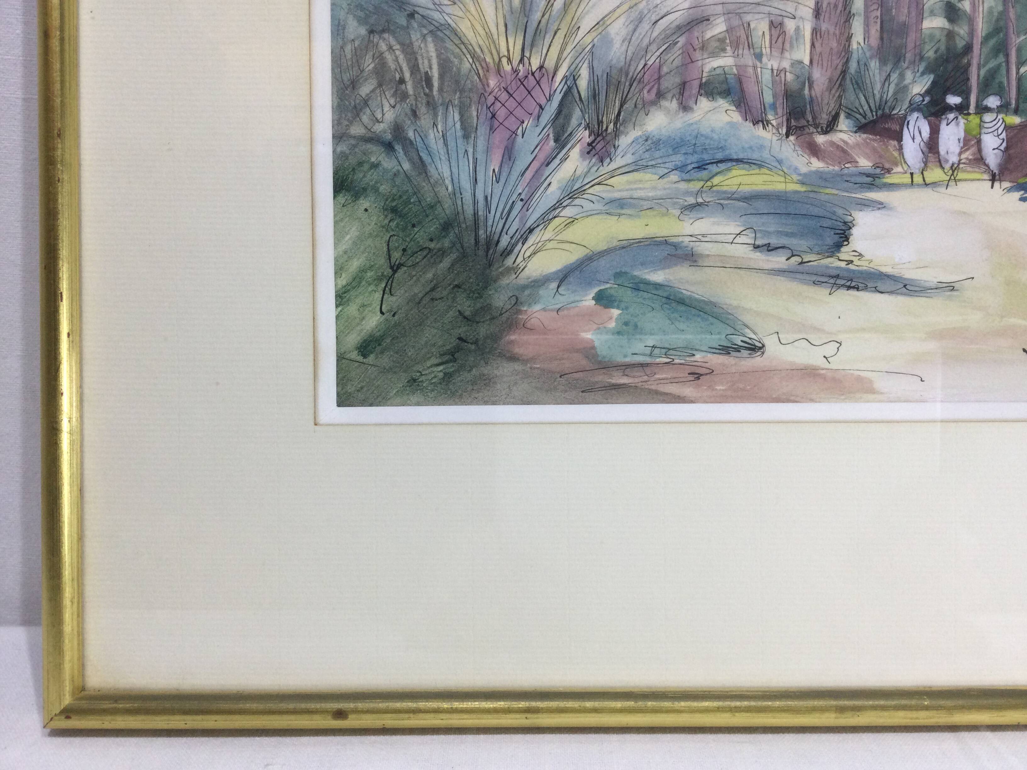 Henri Verge Sarrat – Drawing on watercolor “Oasis”