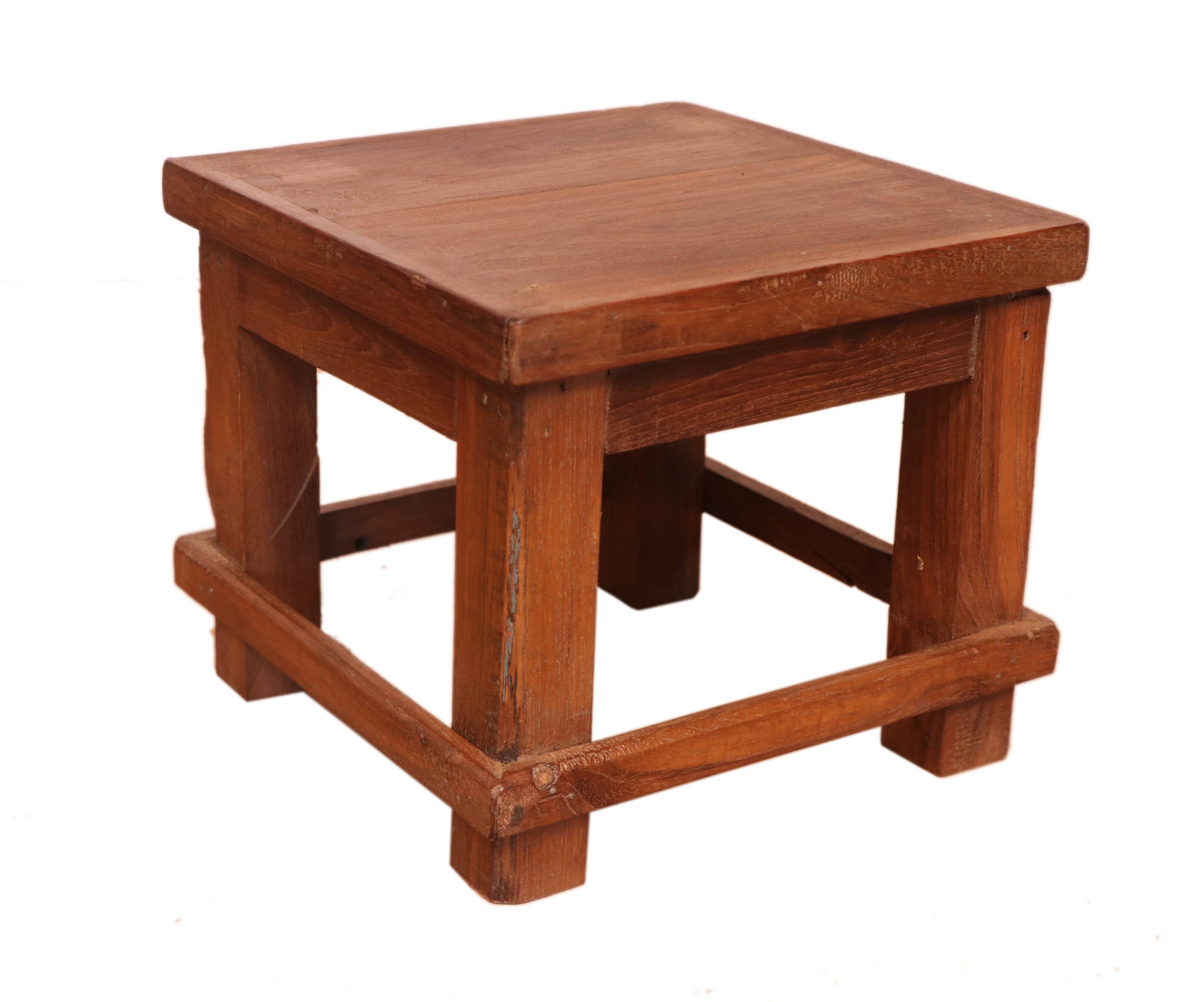 Old small Burmese teak workshop bedside table