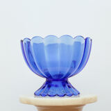 Tulip-shaped fruit cup basket - blue glass
