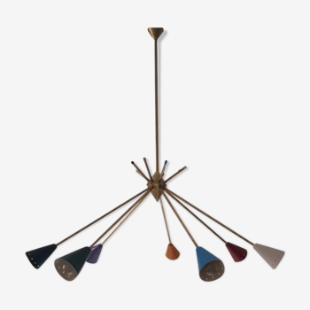 Sputnik 7-arm brass chandelier