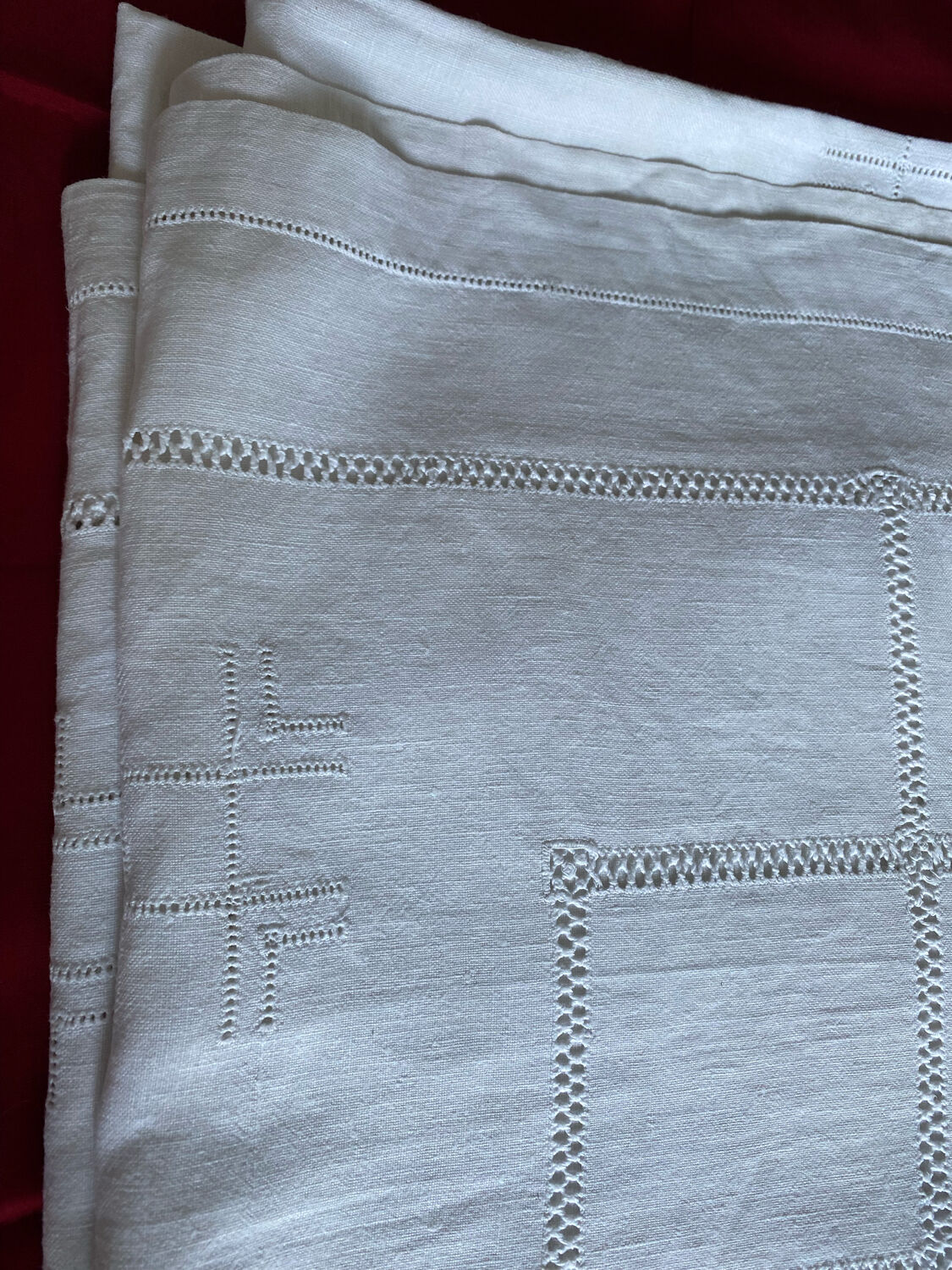 Embroidered linen tablecloth