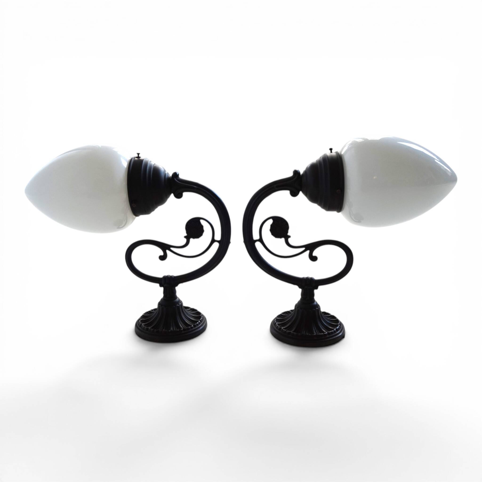 Set of 2 Art Nouveau Brass Wall Lights