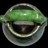 Jug wine earthenware glazed green, and mercurisee, Aubagne, Provence, 1900