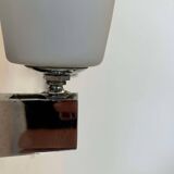 Pair of vintage adjustable wall lights, chrome and opaline, France 1970