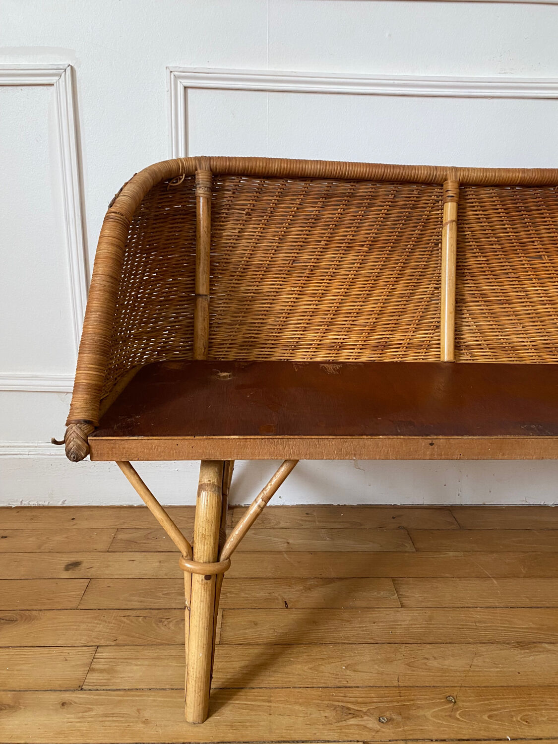 Vintage rattan children's bench