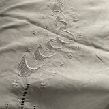 Linen tablecloth .embroidered .monogram T P . 296 cm x 170 cm