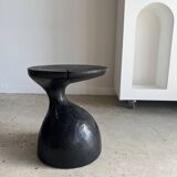 Solid wood (monoxyl) side table, organic shape, black color