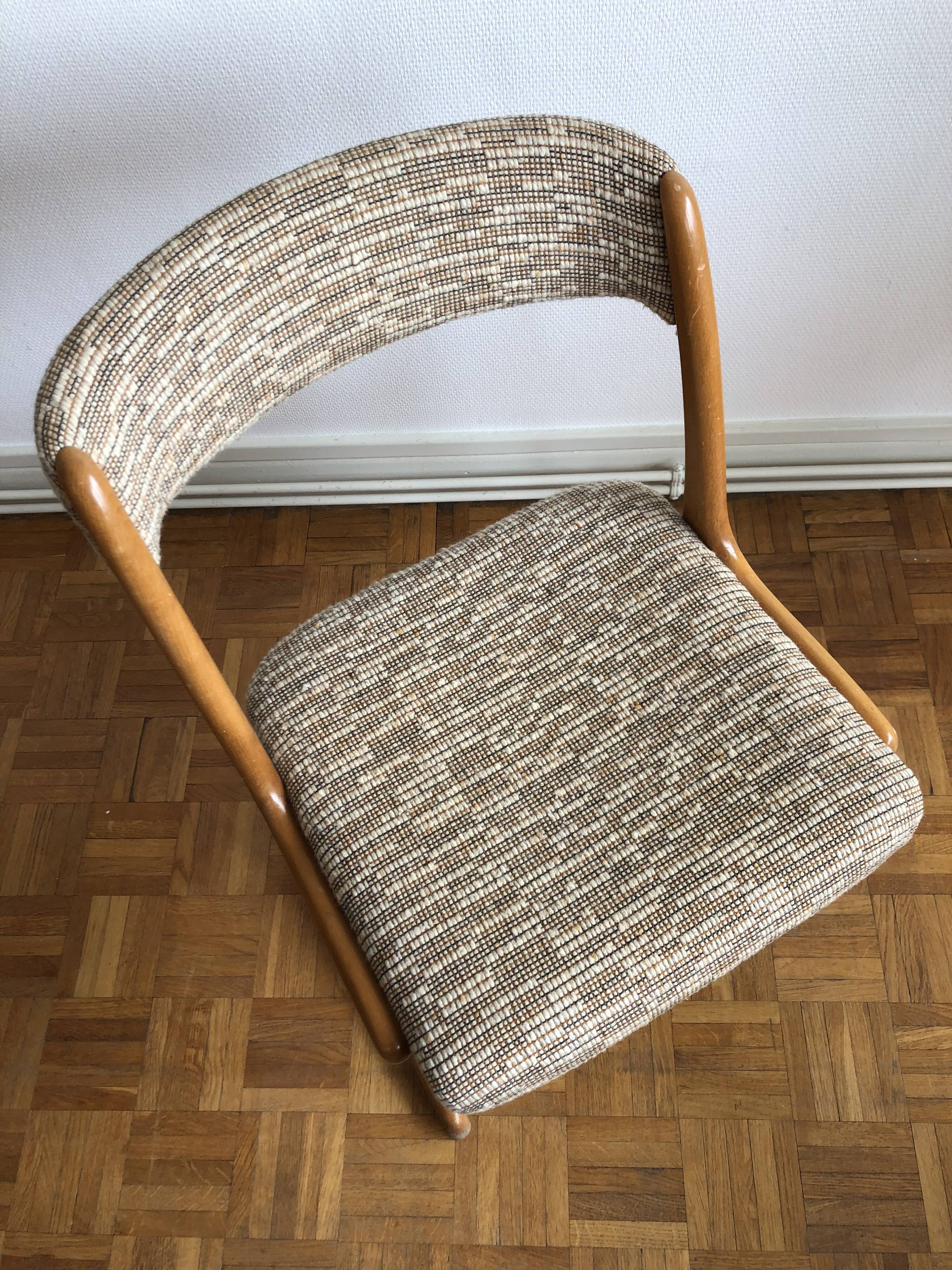 Chair 1960 wool and light wood