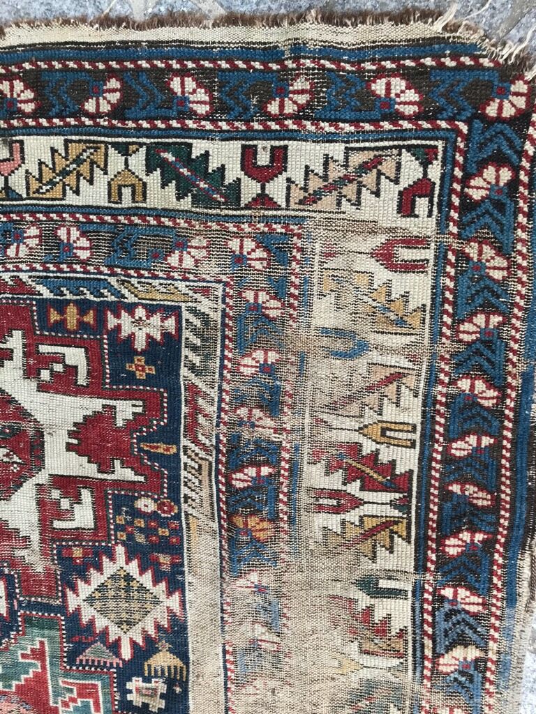 Carpet old Caucasian chirwan lesgui 133x100 cm