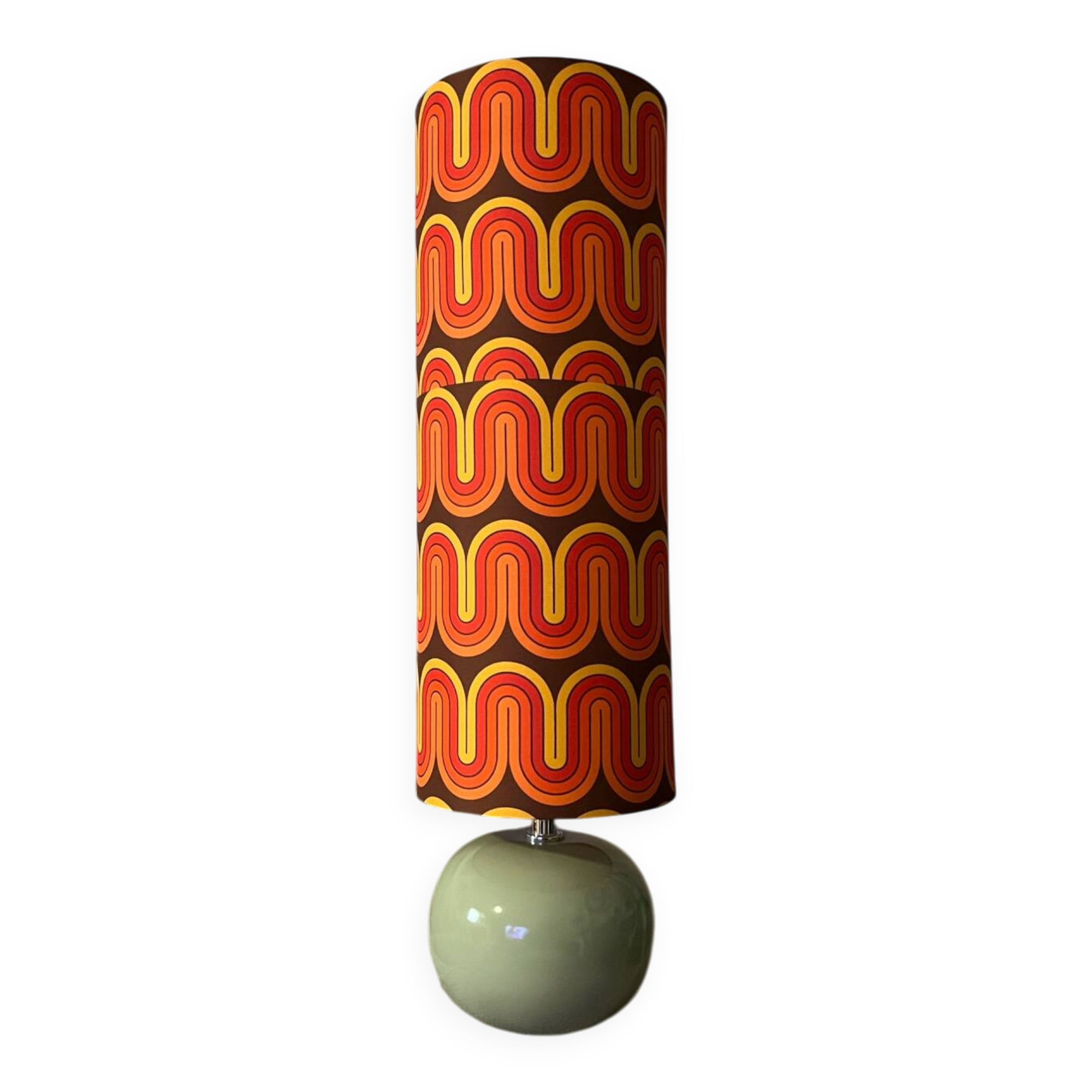 Lamp placed, handmade lampshade.