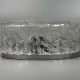 1960s 1970s Ceiling Light Flush Mount Ice Glass from Hillebrand Germany