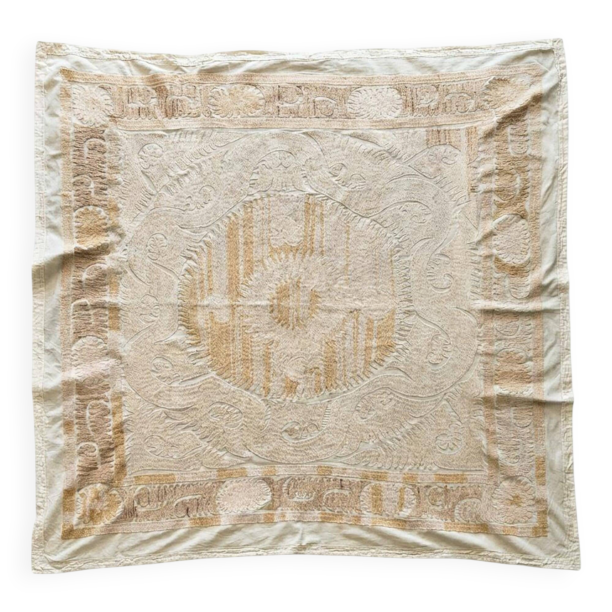 Vintage hand-embroidered tablecloth 144x147 cm