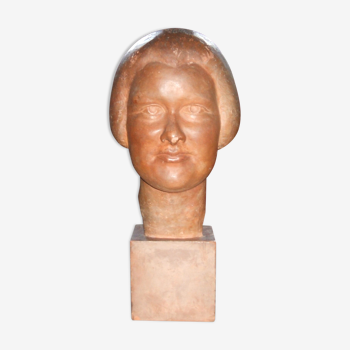Buste art deco terre cuite