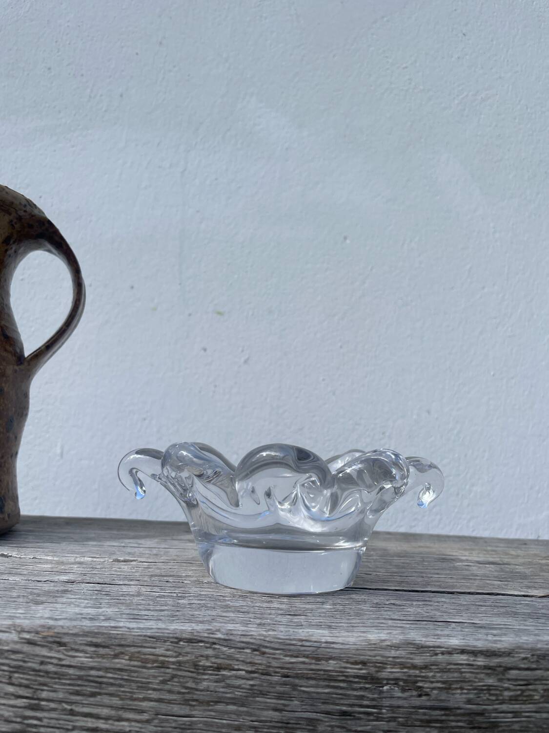 Crystal tea light candle holder in glass Cristallerie Lorraine