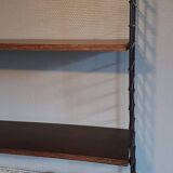 Wall shelf 2 planks tomado dark wood and black metal structure