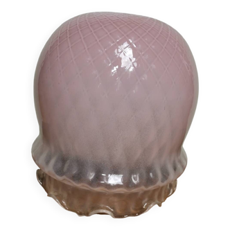 Globe of jellyfish lampshade in vintage pastel pink molded glass hanging pendant lamp