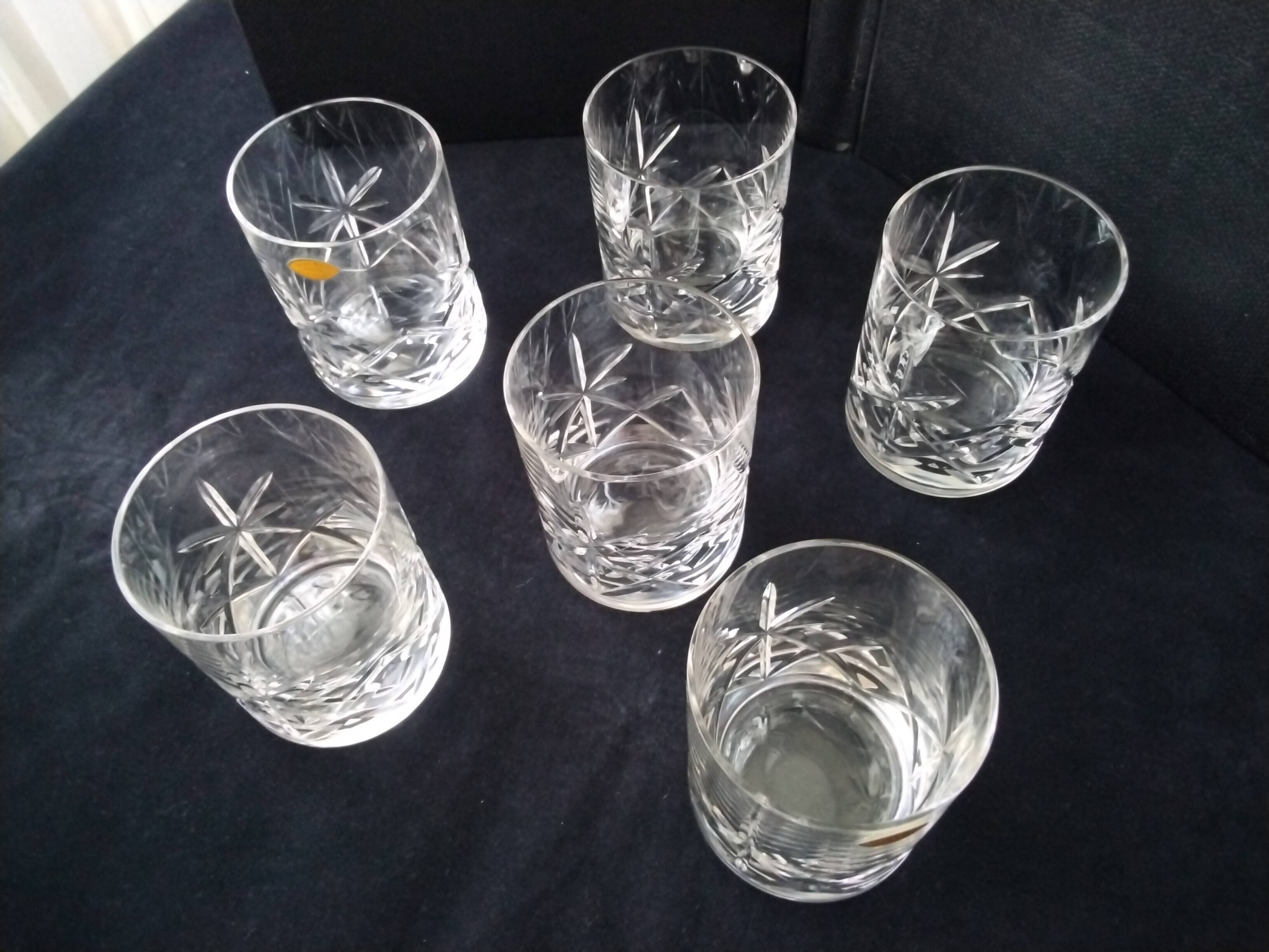 Set of 6 hand-cut crystal whisky glasses