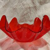 Red plexiglass fruit basket from the 70s