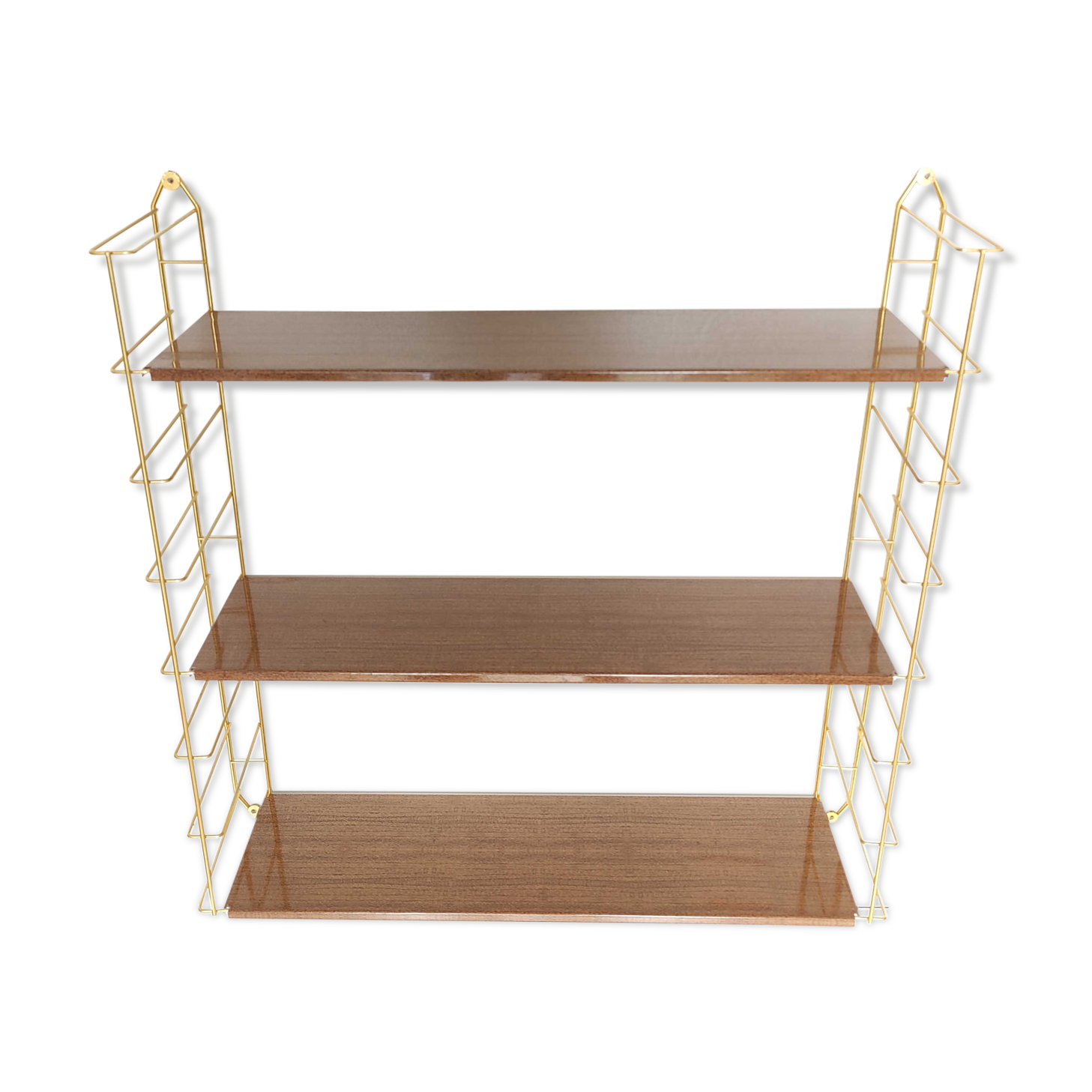 Vintage wall shelf gilded metal and wood style