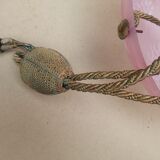 Art deco ceiling lamp in pink pressed molded glass - working condition - "the grapes"