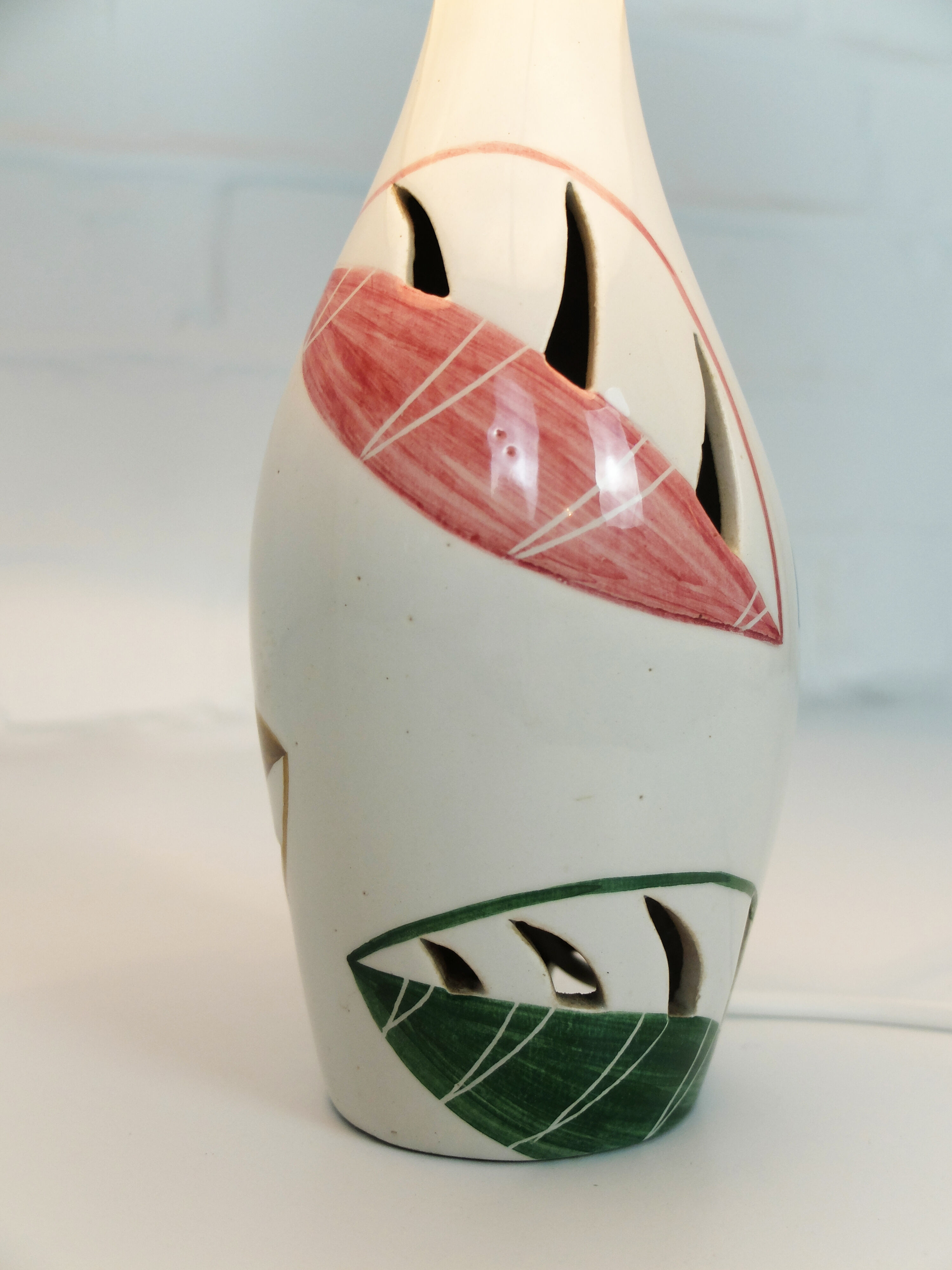 Hand painted ceramic table lamp, Mid-Century, Italy 1950s