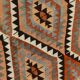 Grand kilim vintage motifs géométriques, tons terre et bleu pastel