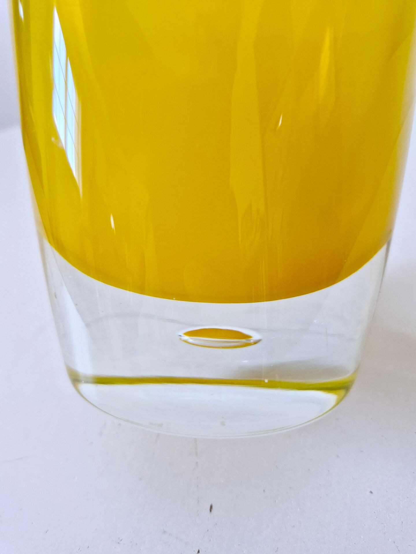 Vintage yellow transparent gradient ovoid vase
