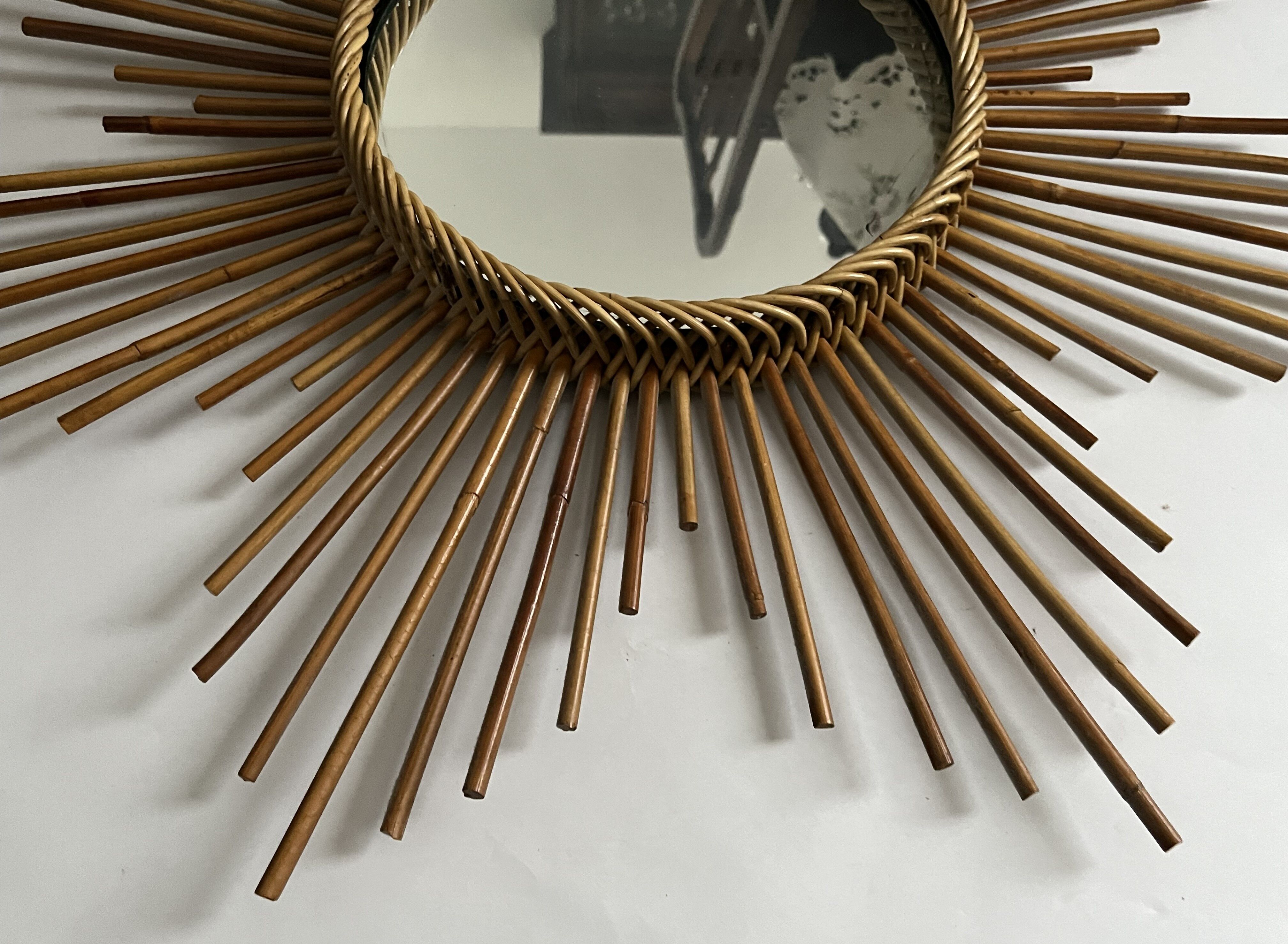 Rattan sun mirror