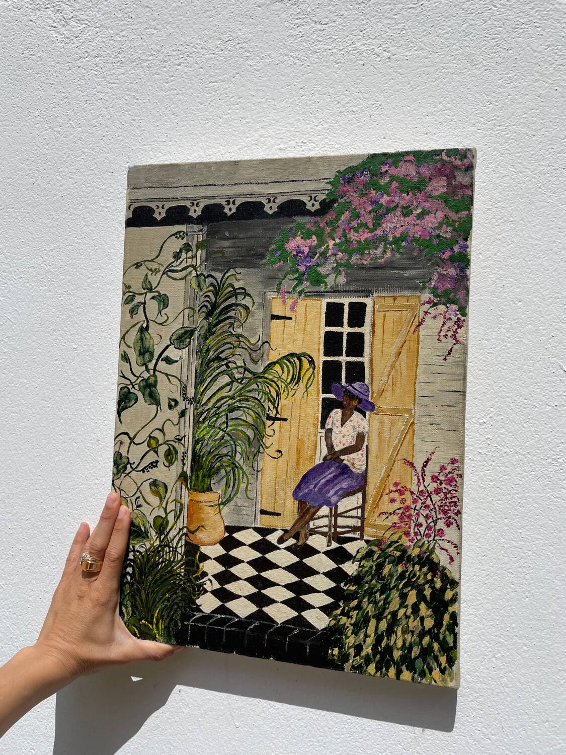 Native painting winter garden oil painting on canvas