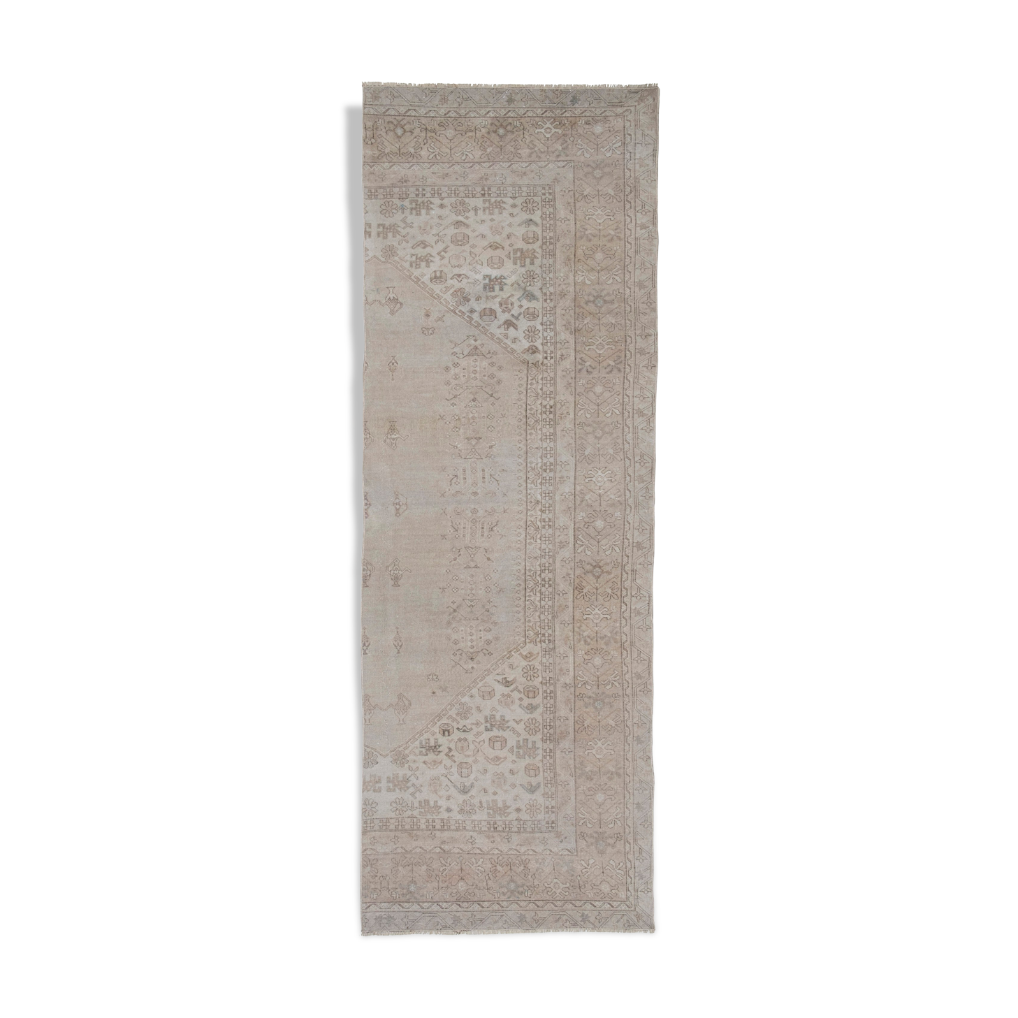 Distressed turkish oushak rug runner 100 x 285 cm