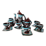 Impressionnant service à café français en céramique de Vallauris, design de style milieu du siècle