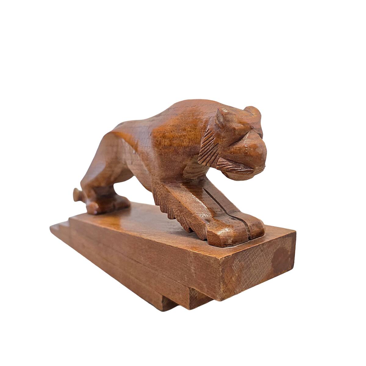 Art Deco Wooden Bookends With Tigers, 1920/30s
