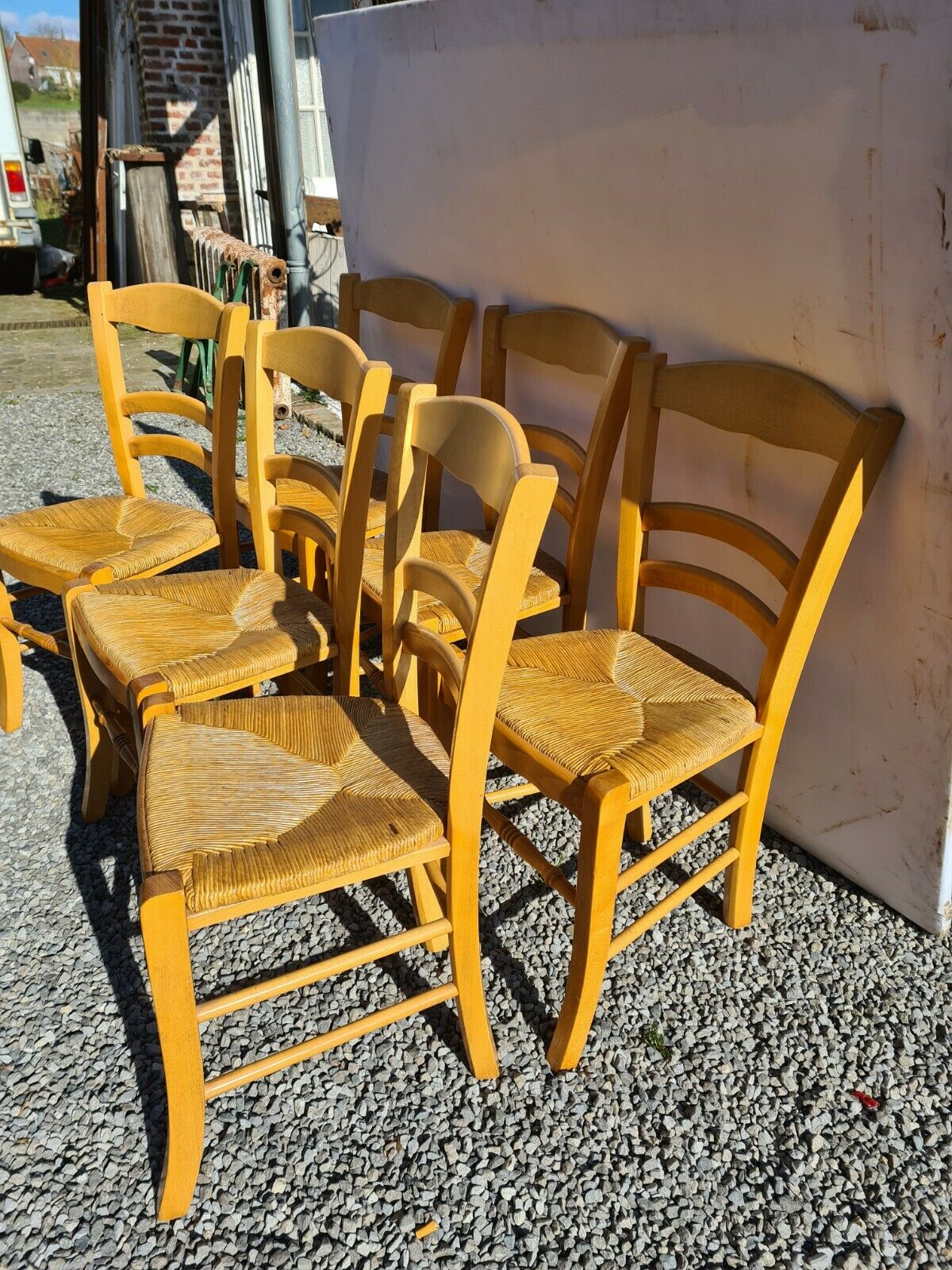 6 beech straw chairs