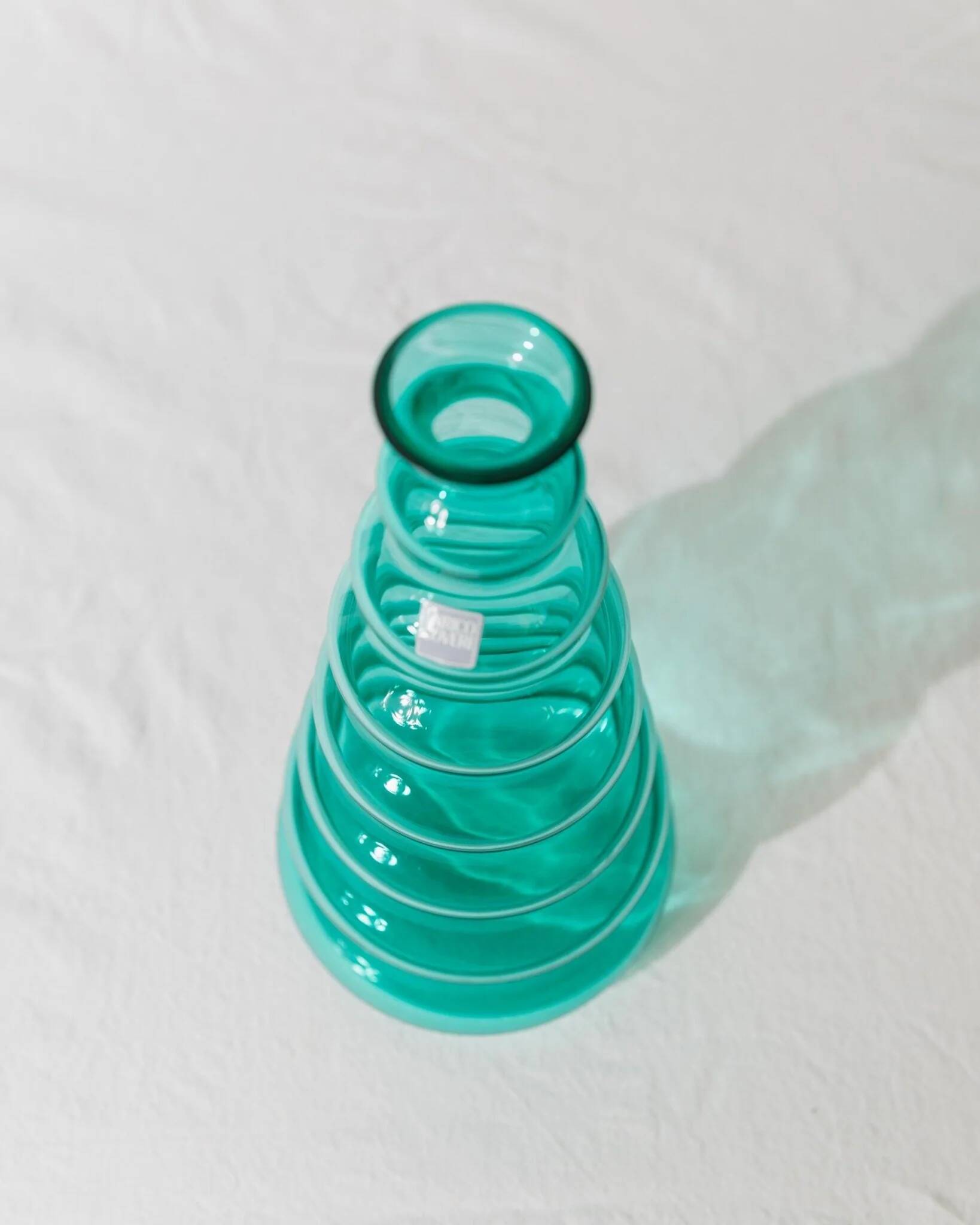 Turquoise Murano Glass Vase by Enrico Coveri, 1980s Italy – Wavy Bubble Silhouette in Transparent Glass