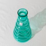 Turquoise Murano Glass Vase by Enrico Coveri, 1980s Italy – Wavy Bubble Silhouette in Transparent Glass