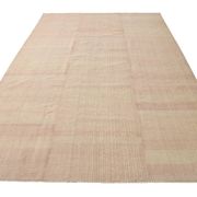 Tapis Kilim en jute et laine rose clair fait main