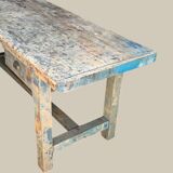 Blue patina beech drawer console established in 1940.