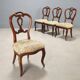 Set of 4 antique Louis-Philippe walnut chairs, upholstered seat, Italy, 19th century.