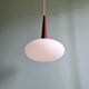 Scandinavian suspension in teak and white opaline, Louis Kalff, Philips, 1960.