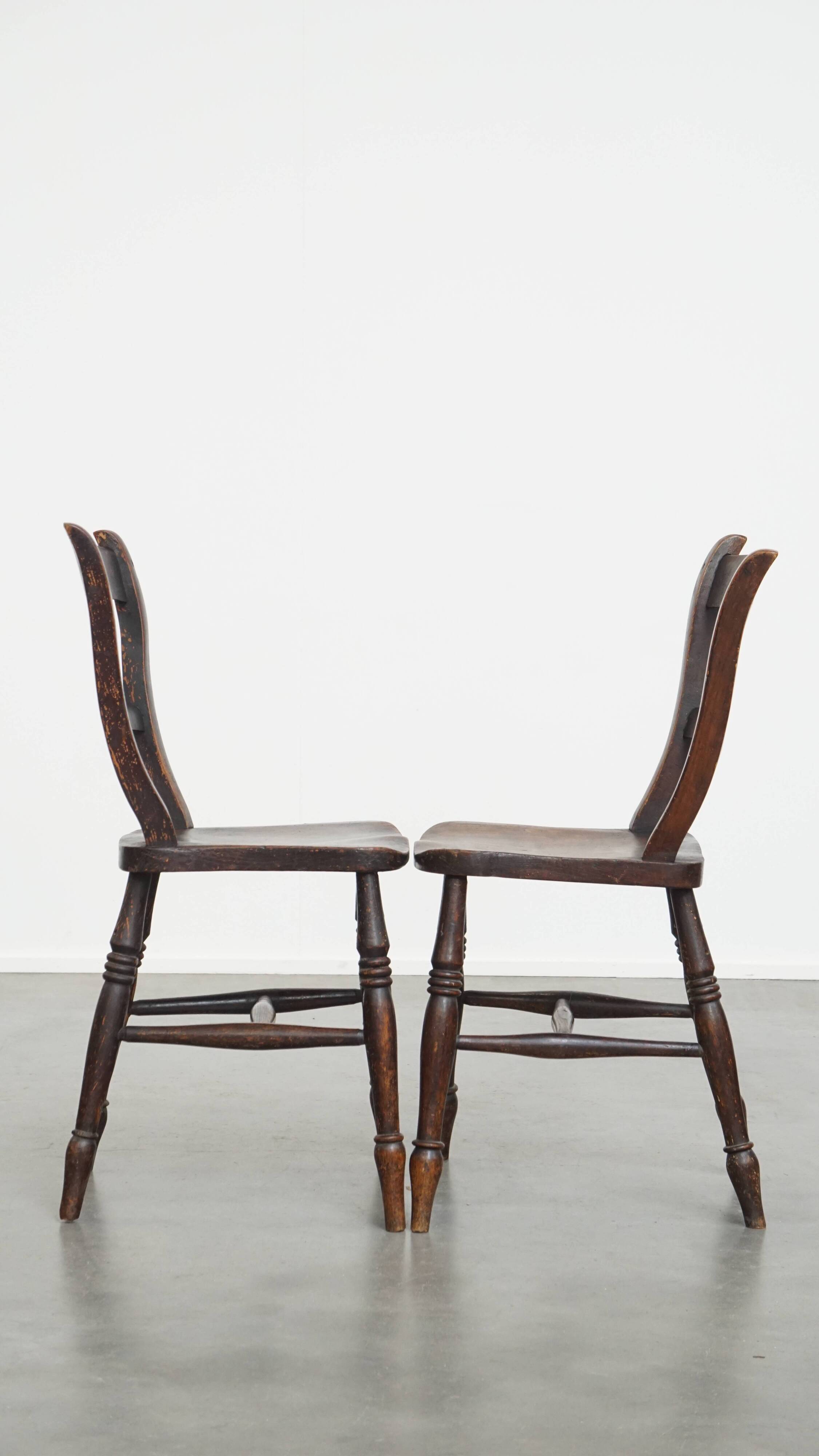 Set of 2 Antique English Oxford Dining/Kitchen Chairs