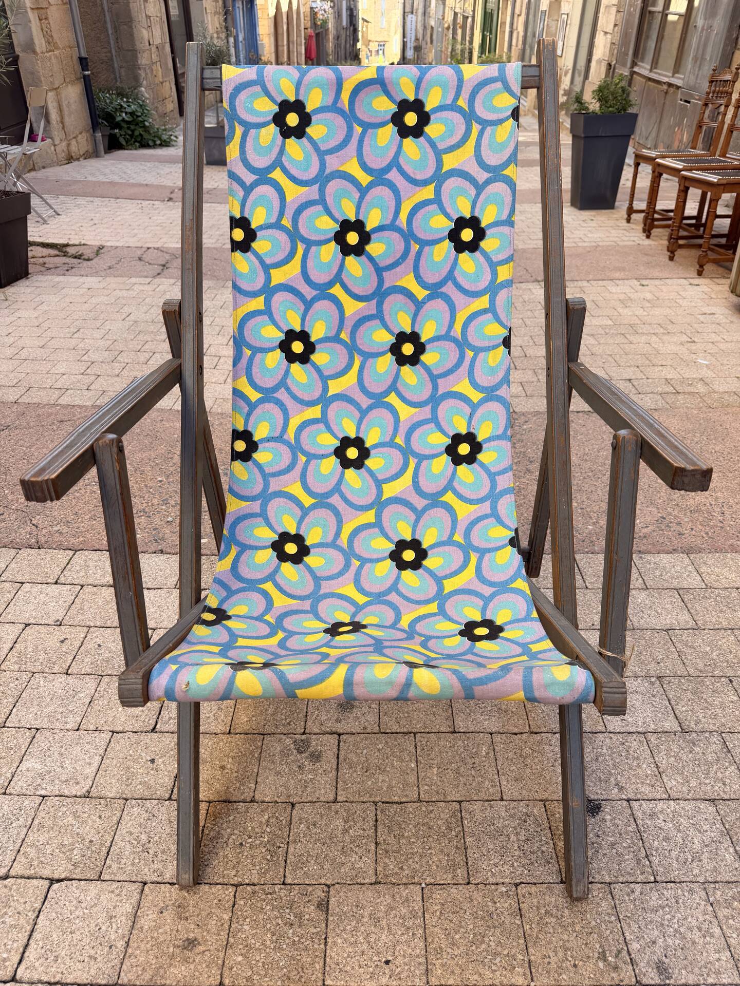Transat années 70en toile à motifs colorés