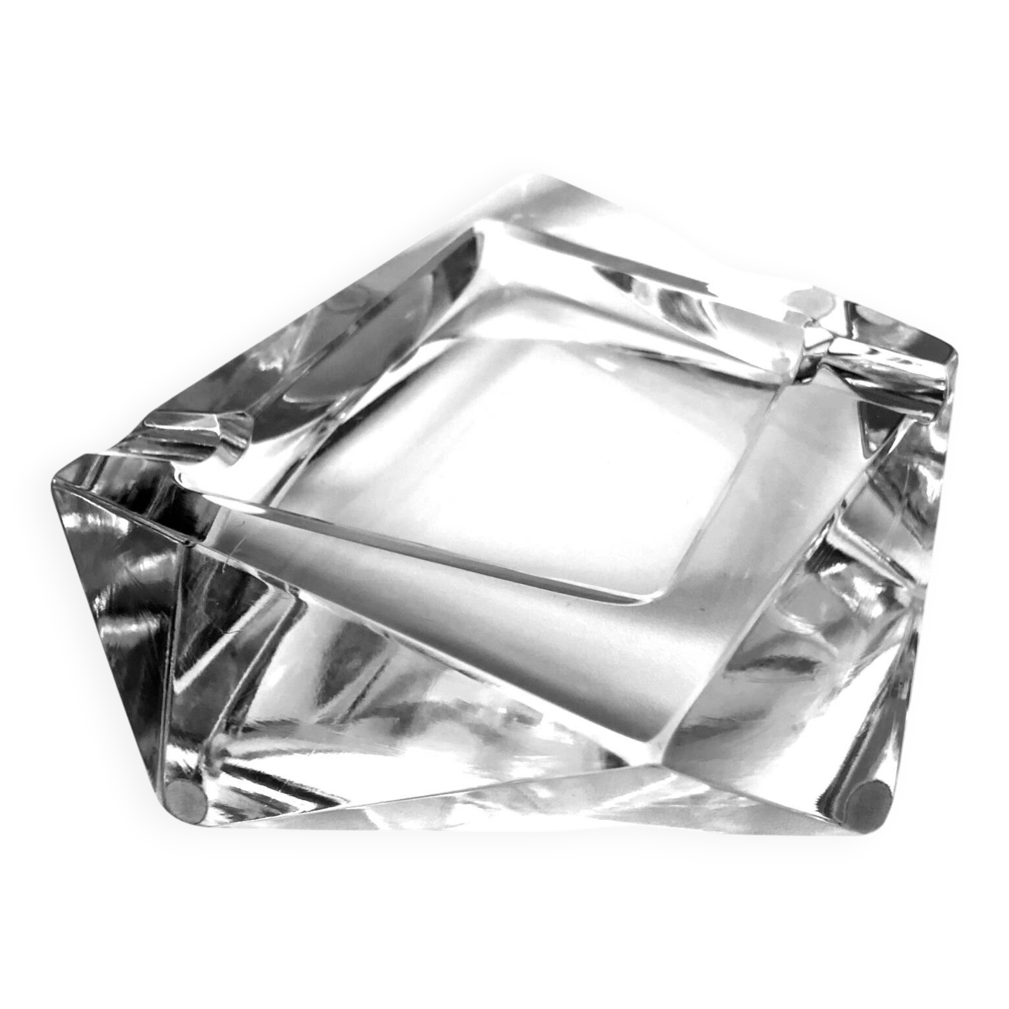 Vintage Asymmetrical Ashtray • Crystal • 1970-80