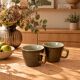 Vintage stackable stoneware coffee cup duo – Japan ceramics 1970