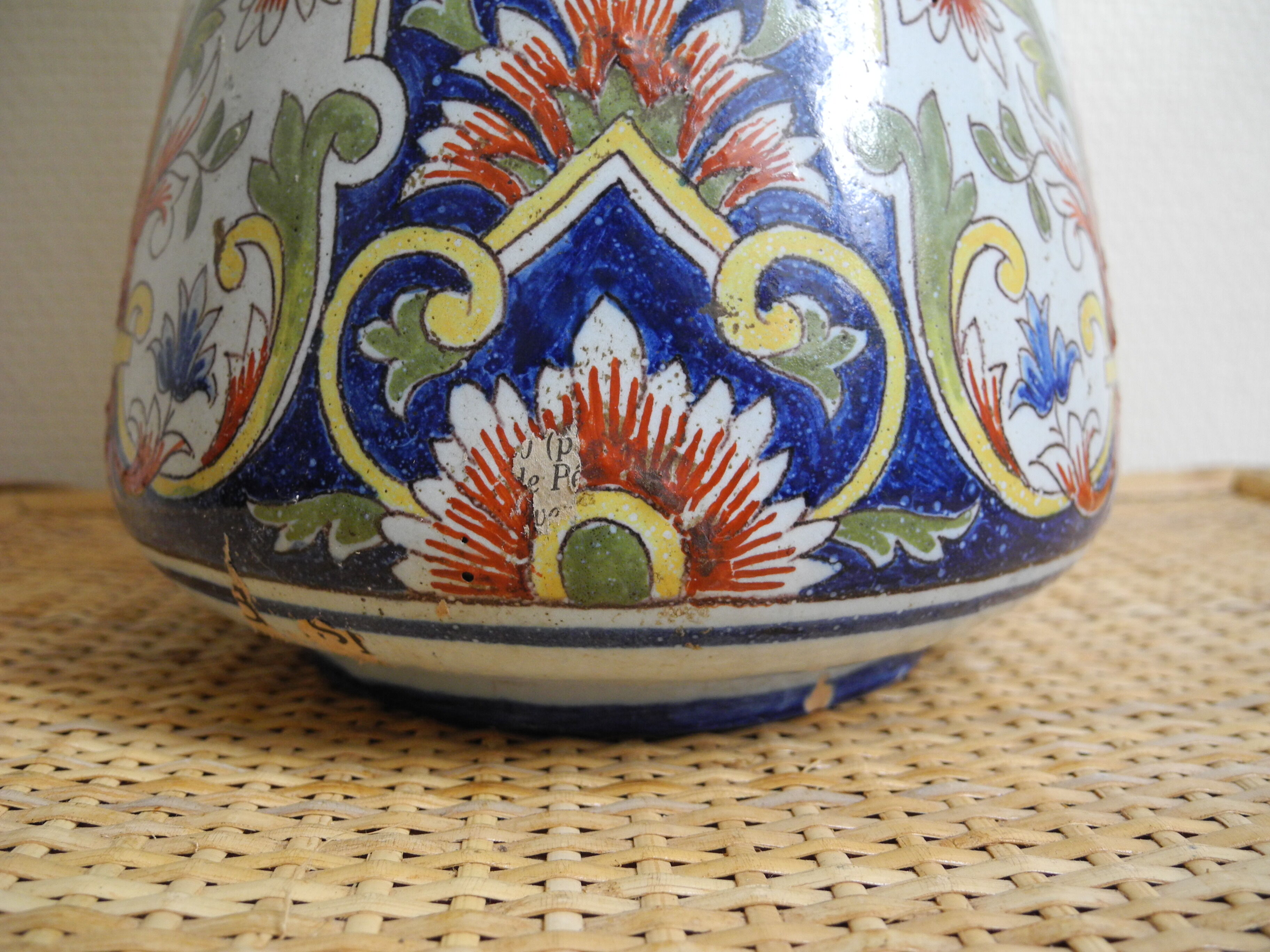 vase Desvres Fourmaintraux Courquin 19th century French earthenware vase
