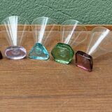 Set of 5 designer wine glasses, colored feet