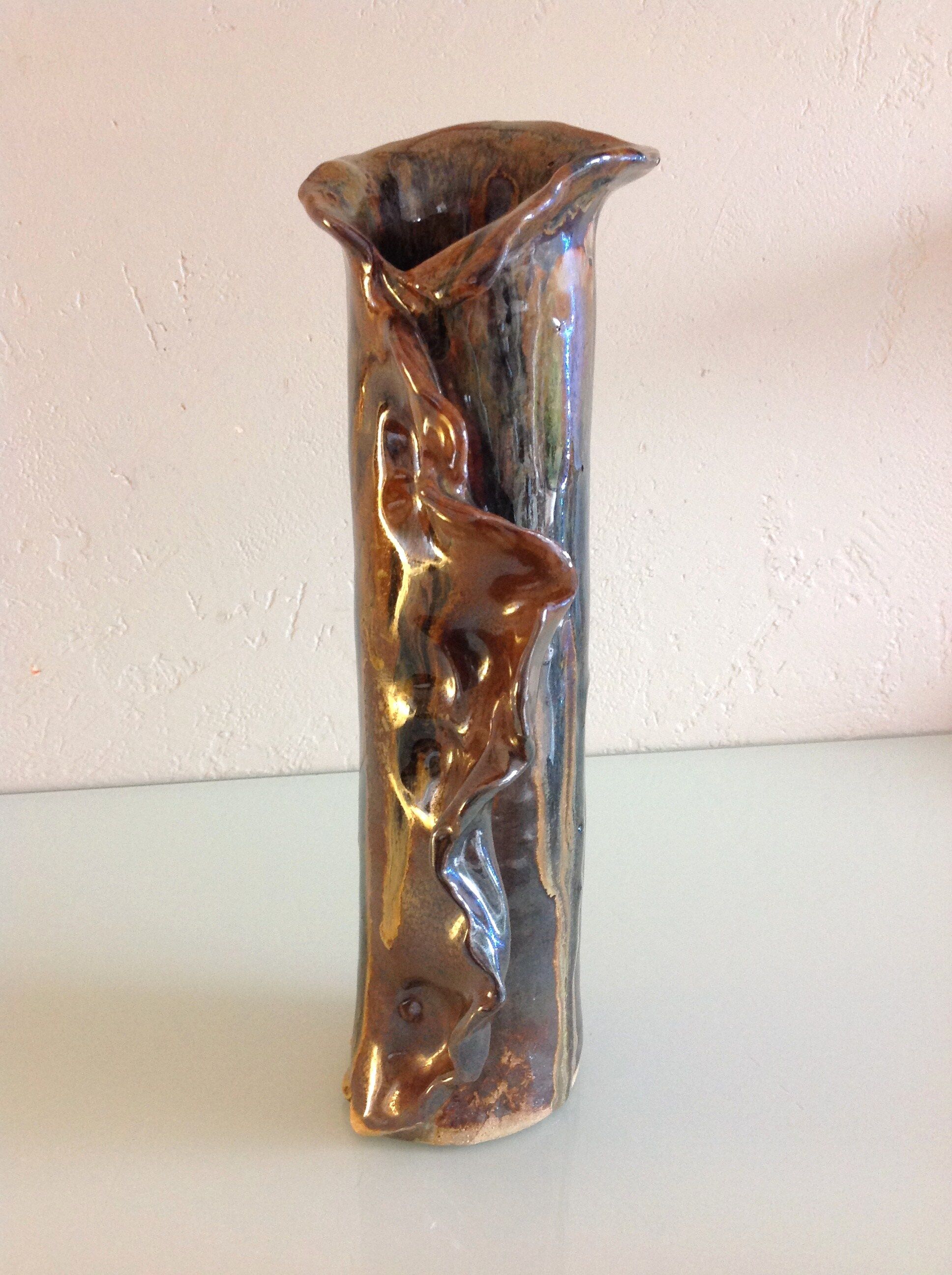 Roll vase in iridescent ceramics 60/70