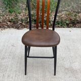 Chaise de bureau scandinave en acier et cuir