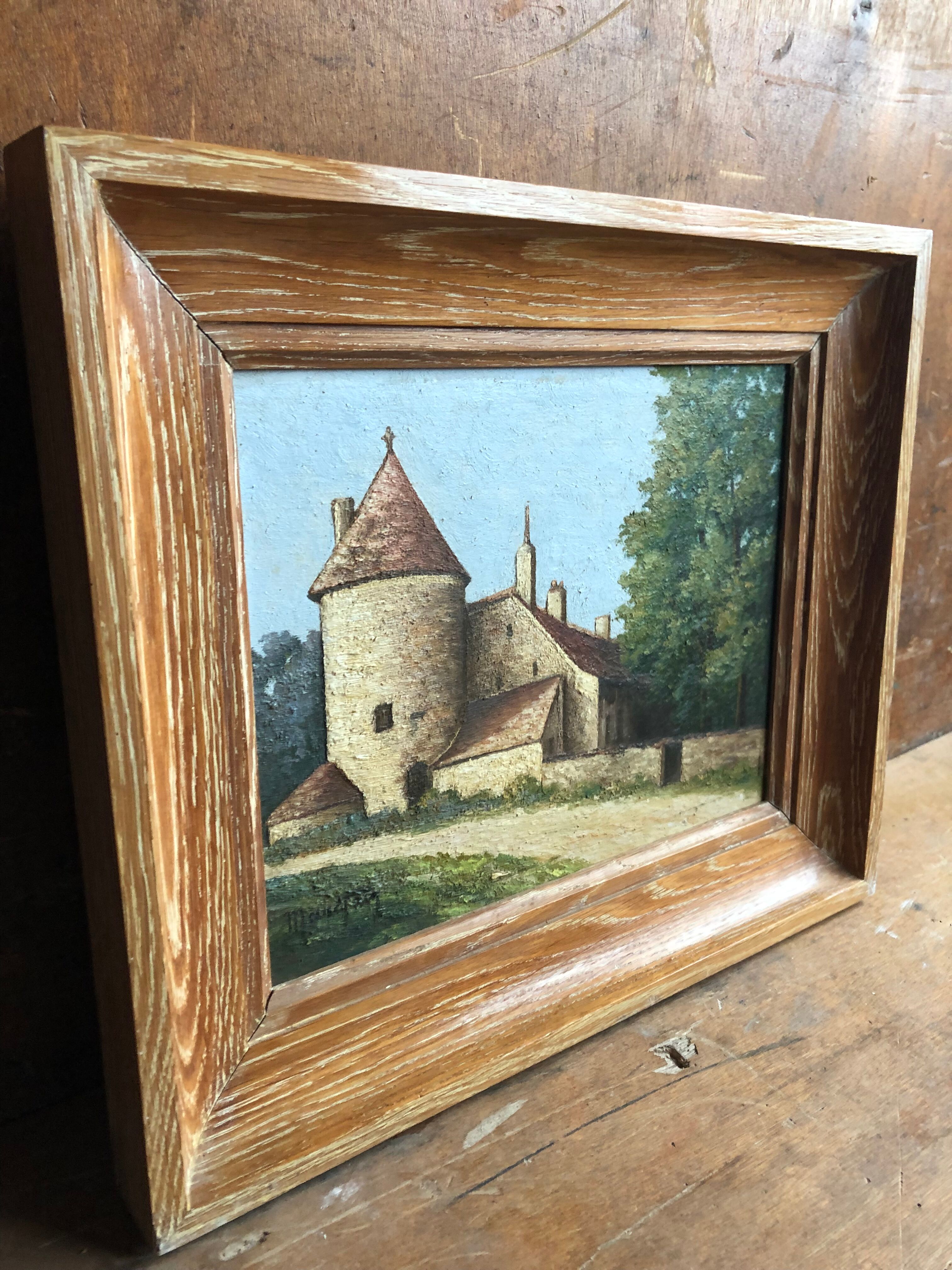 Oil on panel signed with vintage wooden frame